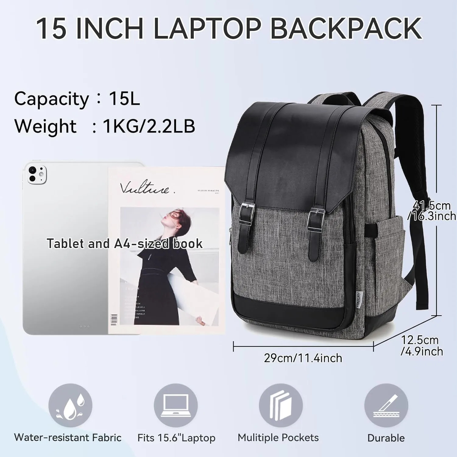 VX VONXURY Backpack for Women,15.6 Inch Laptop Bag Water Resistant Anti-theft Backpack for Work Travel Teacher