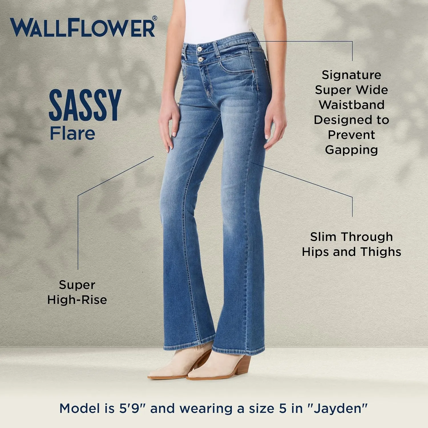 WallFlower Women's Sassy Flare High-Rise Insta Soft Juniors Jeans