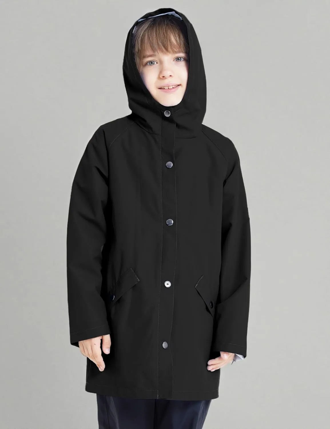 wantdo Boys & Girls Waterproof Rain Jacket Lightweight Rain Coat Hooded Windbreaker