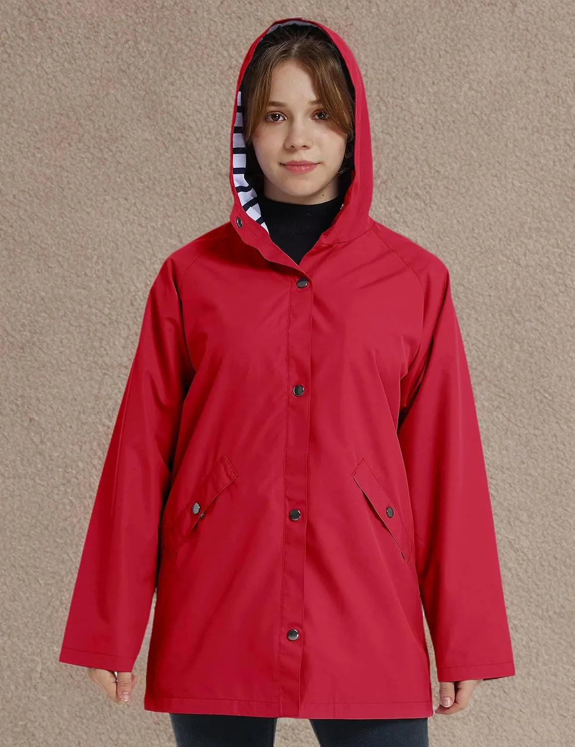 wantdo Boys & Girls Waterproof Rain Jacket Lightweight Rain Coat Hooded Windbreaker