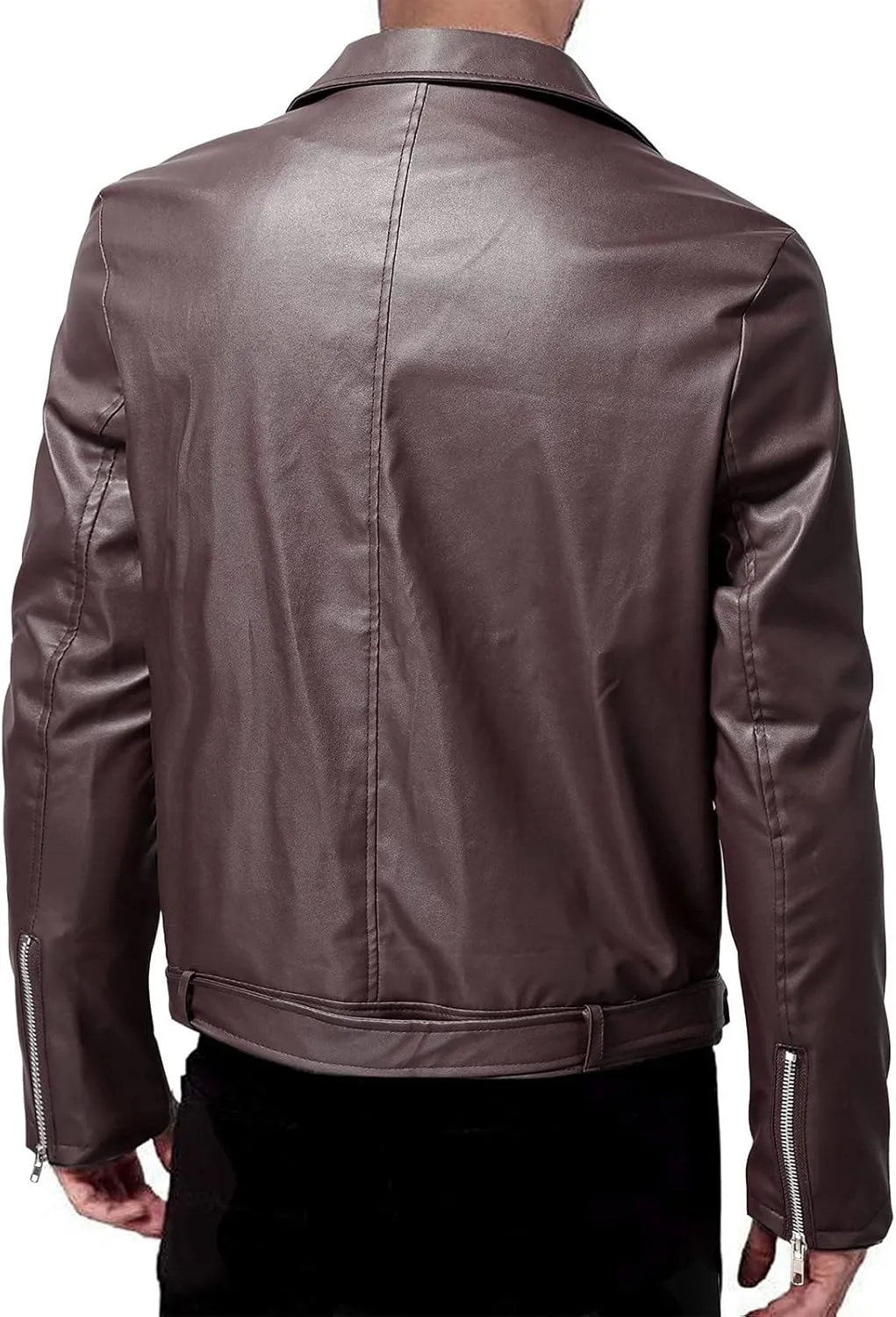 WENKOMG1 Men Faux Leather Jacket, Fall/Winter Thickening Coat Long Sleeve Zip Up Outwear Sports Basic Parka with Pocket
