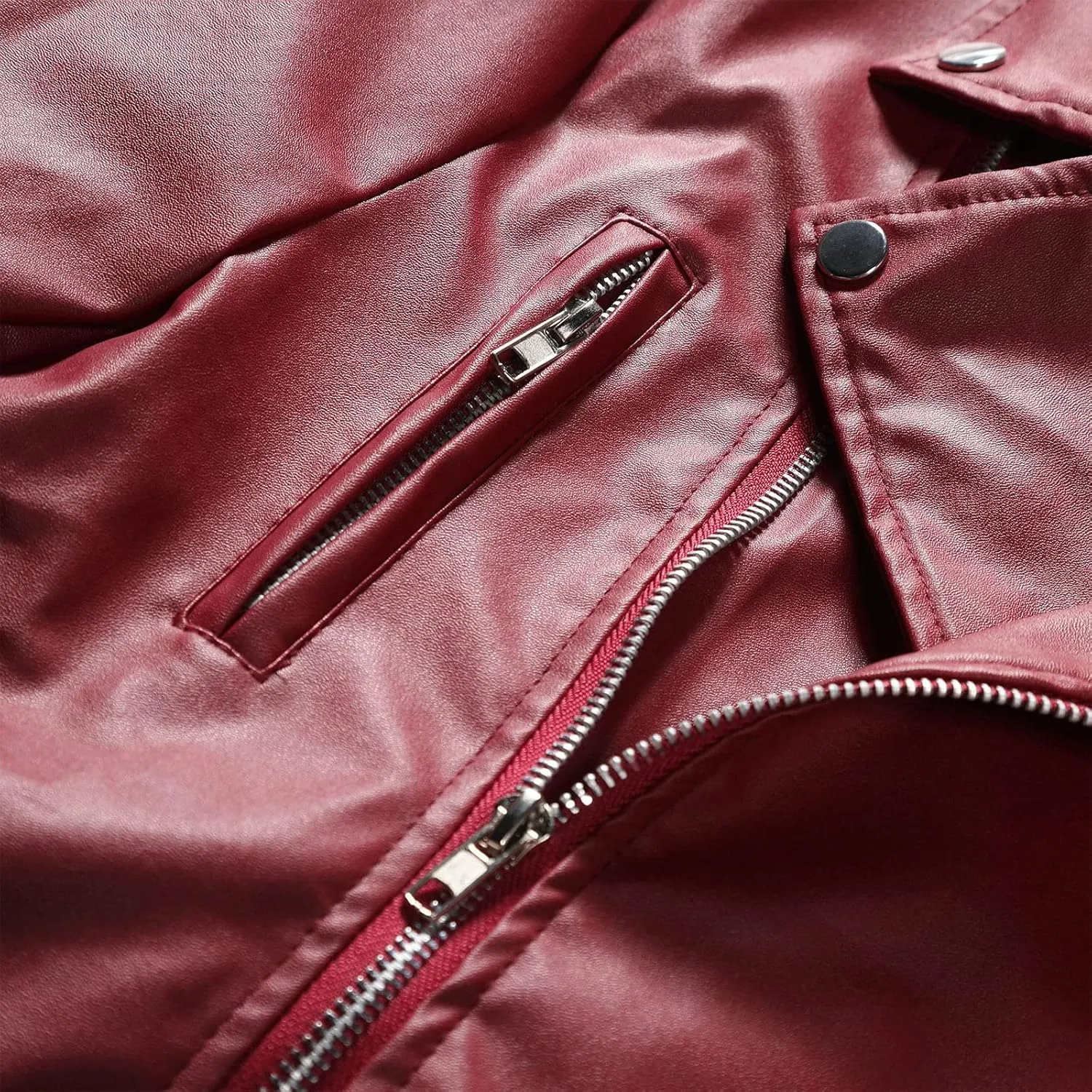 WENKOMG1 Men Faux Leather Jacket, Fall/Winter Thickening Coat Long Sleeve Zip Up Outwear Sports Basic Parka with Pocket