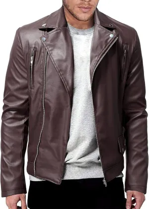 WENKOMG1 Men Faux Leather Jacket, Fall/Winter Thickening Coat Long Sleeve Zip Up Outwear Sports Basic Parka with Pocket