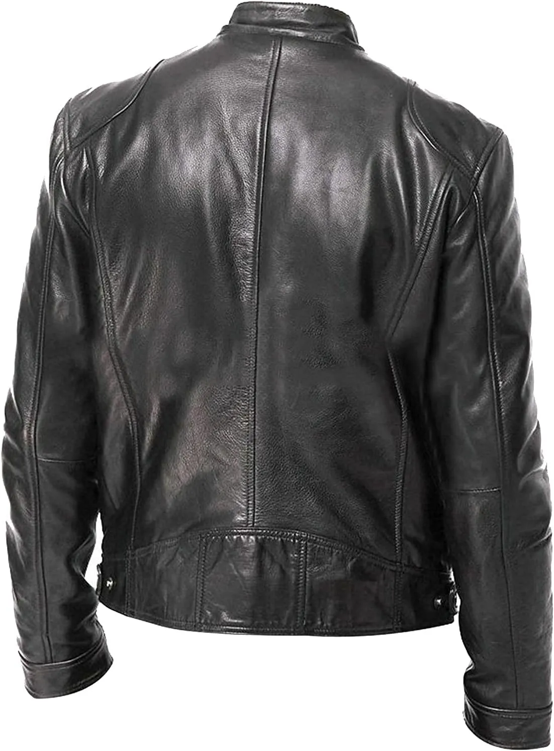 WENKOMG1 Men Faux Leather Jacket, Fall/Winter Thickening Coat Long Sleeve Zip Up Outwear Sports Basic Parka with Pocket