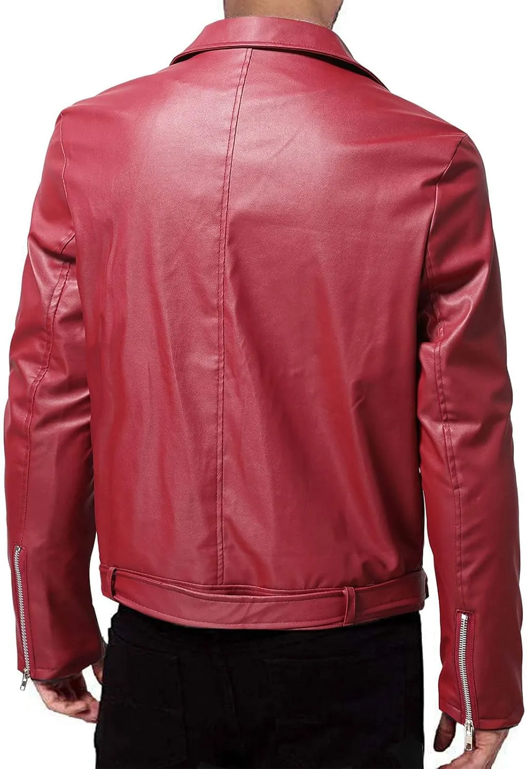 WENKOMG1 Men Faux Leather Jacket, Fall/Winter Thickening Coat Long Sleeve Zip Up Outwear Sports Basic Parka with Pocket