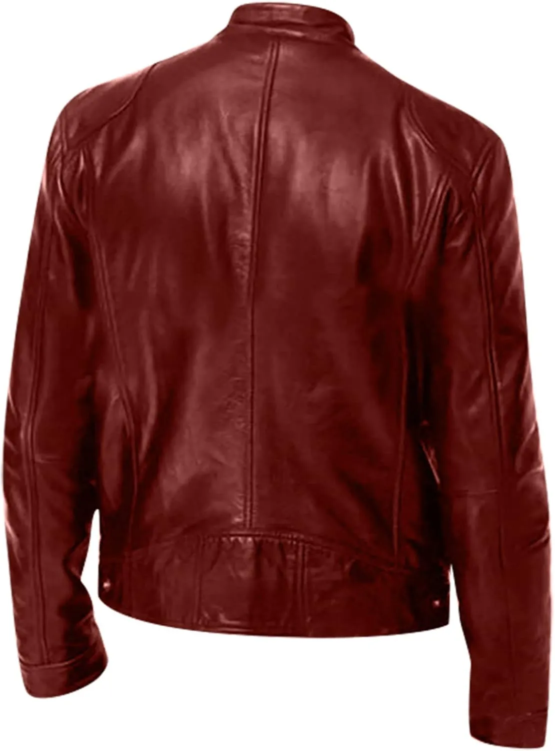WENKOMG1 Men Faux Leather Jacket, Fall/Winter Thickening Coat Long Sleeve Zip Up Outwear Sports Basic Parka with Pocket