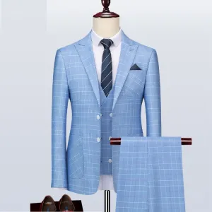 West Louis Designer Plaid Formal Elegant Tailored Suit