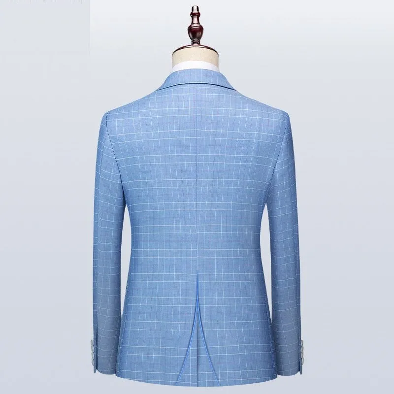 West Louis Designer Plaid Formal Elegant Tailored Suit