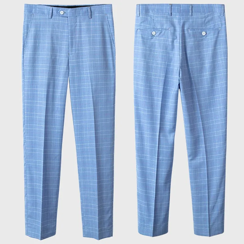 West Louis Designer Plaid Formal Elegant Tailored Suit