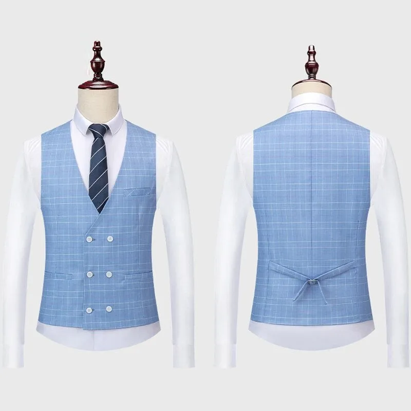 West Louis Designer Plaid Formal Elegant Tailored Suit