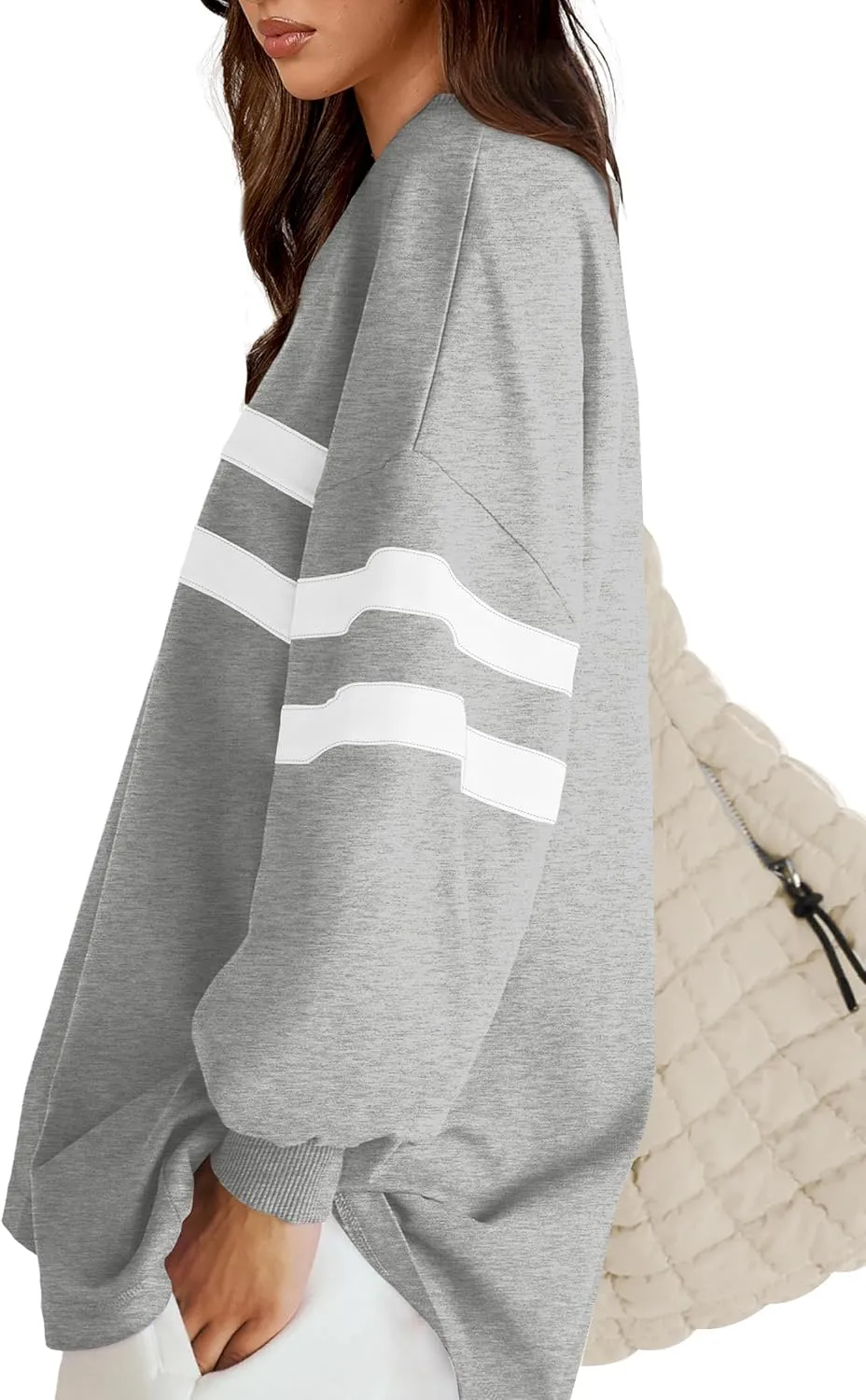 WIHOLL Womens Oversized Sweatshirts Casual Crewneck Long Sleeve Tops Comfy Striped Shirts Fall Fashion Pullover 2024
