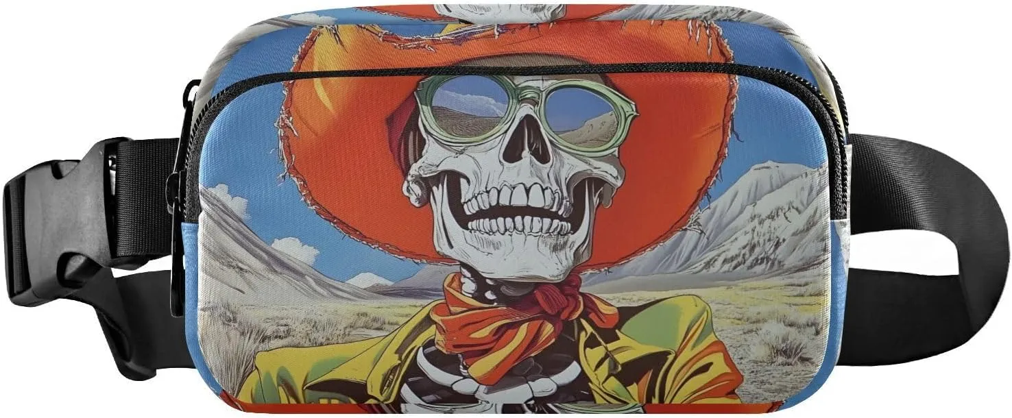 Wild Skeleton Fanny Pack Water Resistant, Women Men Waist Pack Sling Bag Purse for Travel Hiking
