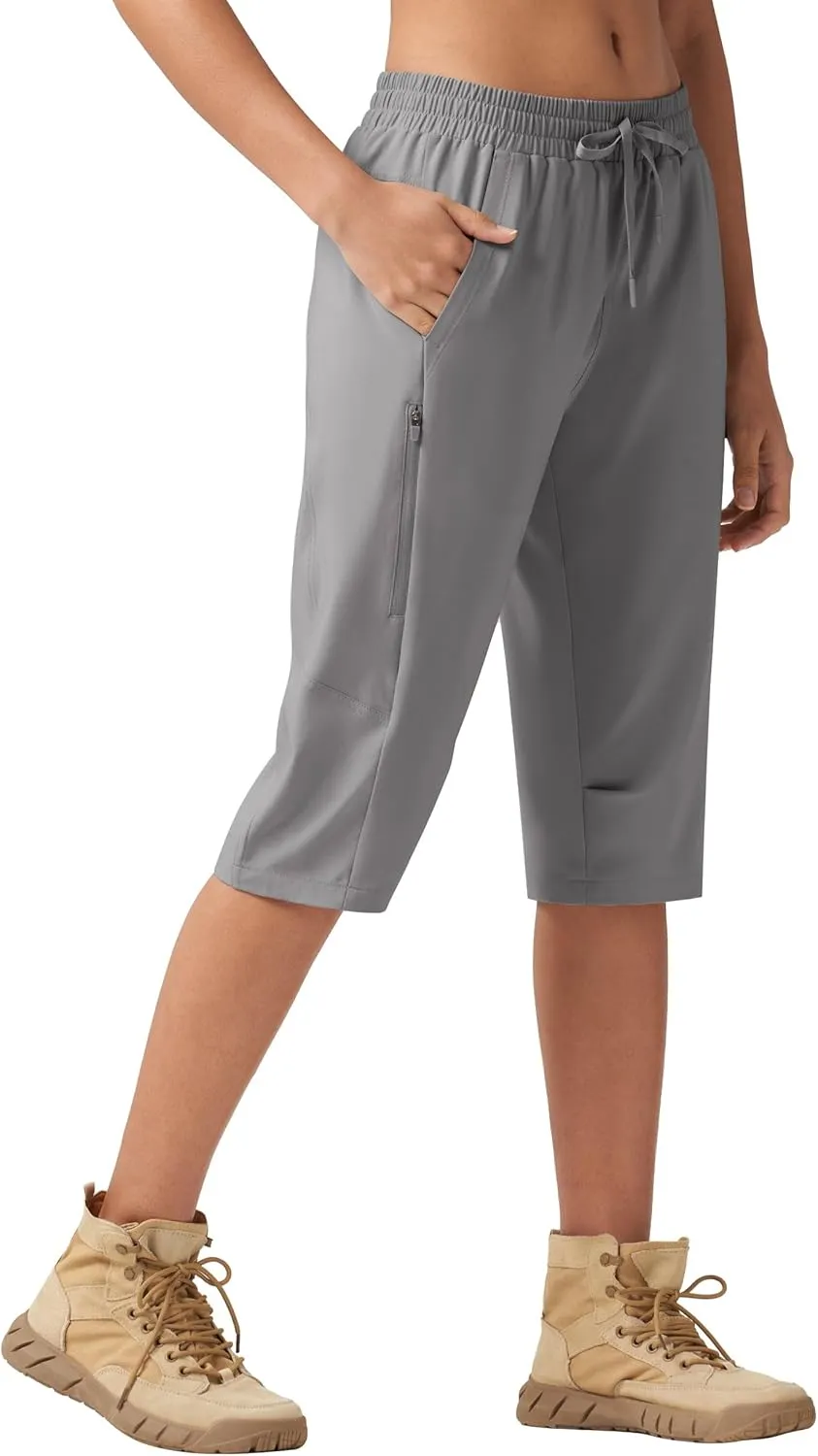 Willit Womens 15" Long Shorts Below Knee Length Capri Hiking Cargo Lightweight Quick Dry Water Resistant Zipper Pocket