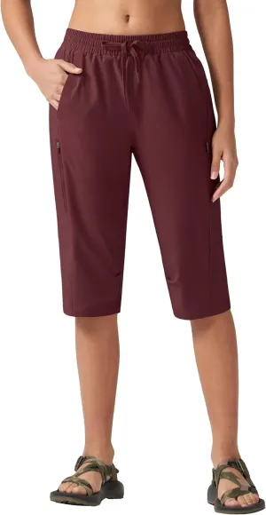 Willit Womens 15" Long Shorts Below Knee Length Capri Hiking Cargo Lightweight Quick Dry Water Resistant Zipper Pocket