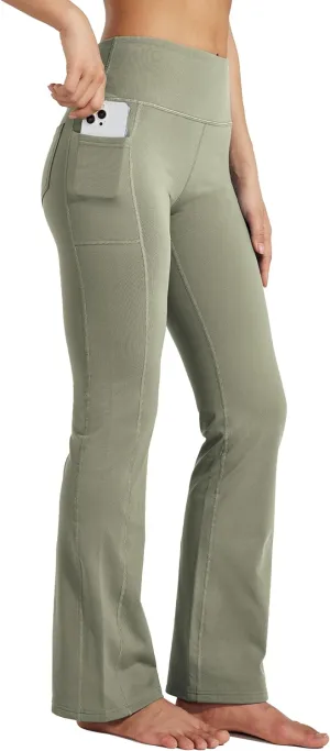 Willit Women's Fleece Lined Pants Yoga Bootcut Thermal Winter Pants High Waisted Flare Leggings Water Resistant
