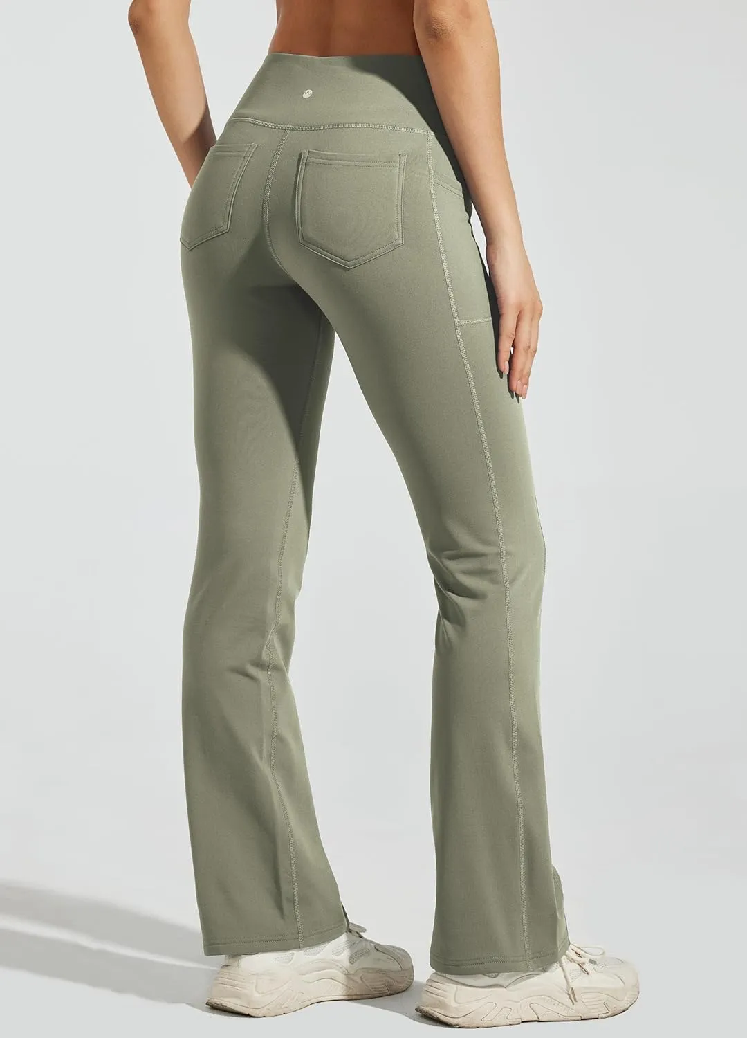 Willit Women's Fleece Lined Pants Yoga Bootcut Thermal Winter Pants High Waisted Flare Leggings Water Resistant
