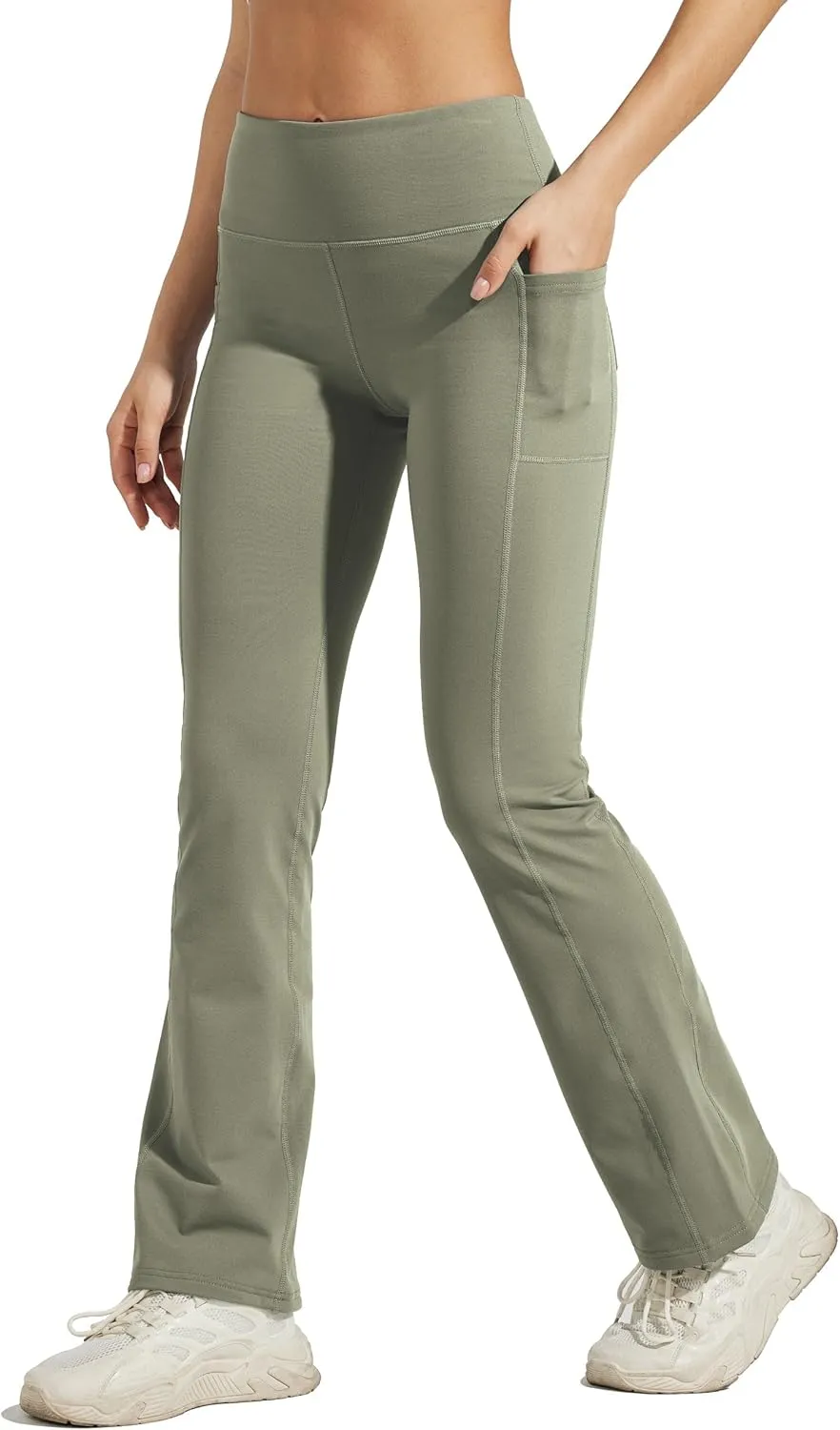 Willit Women's Fleece Lined Pants Yoga Bootcut Thermal Winter Pants High Waisted Flare Leggings Water Resistant