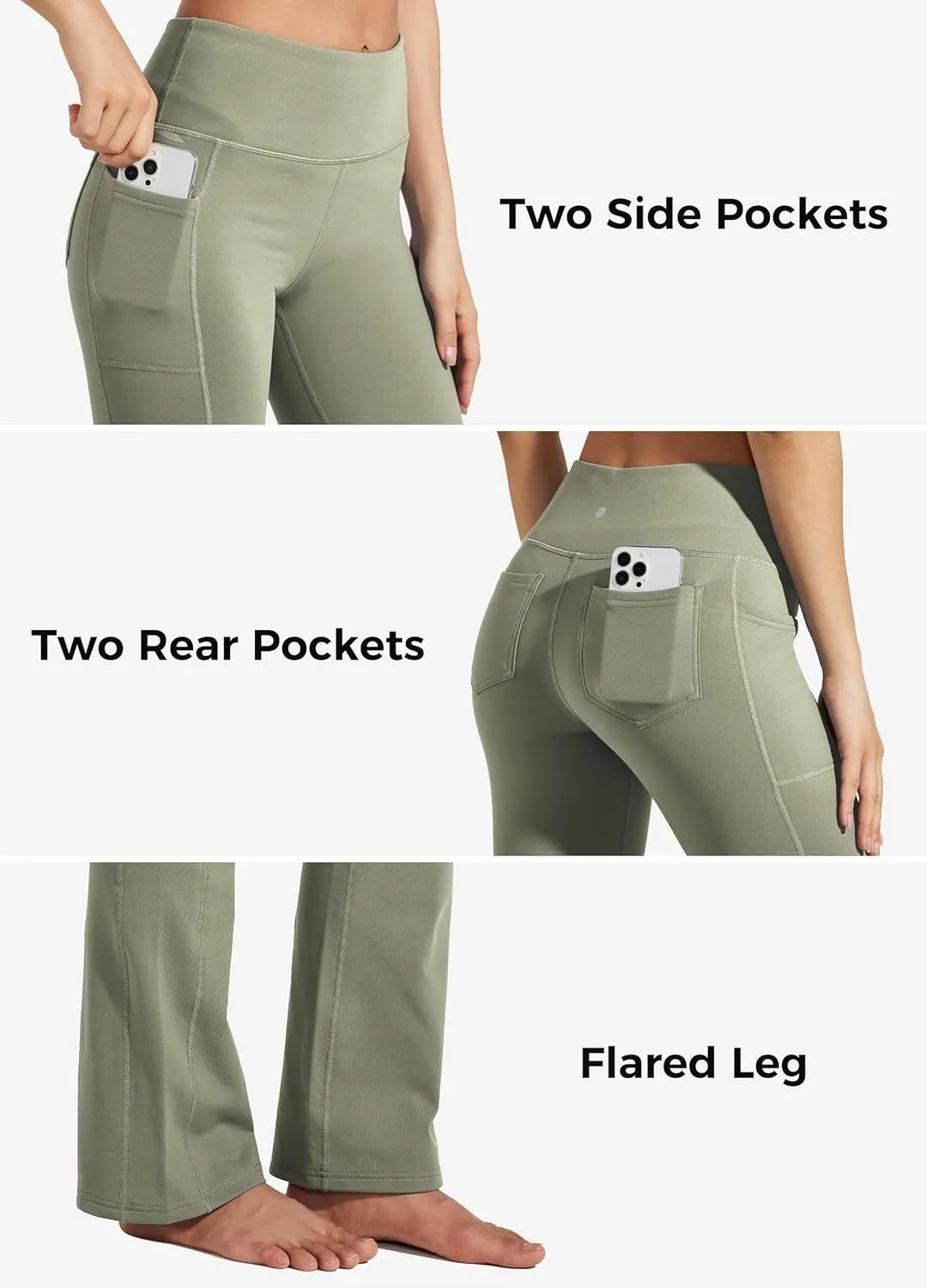 Willit Women's Fleece Lined Pants Yoga Bootcut Thermal Winter Pants High Waisted Flare Leggings Water Resistant