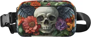 Wings Skull Fanny Pack Water Resistant, Women Men Waist Pack Sling Bag Purse for Travel Hiking