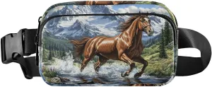 Winter Horse Fanny Pack Water Resistant, Women Men Waist Pack Sling Bag Purse for Travel Hiking