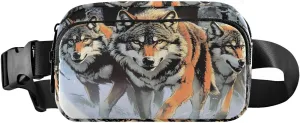 Wolf Pack Fanny Pack Water Resistant, Women Men Waist Pack Sling Bag Purse for Travel Hiking