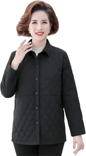 Women Autumn Winter Lightweight Cotton Padded Coat Women Middle Aged Mother Stylish Parkas