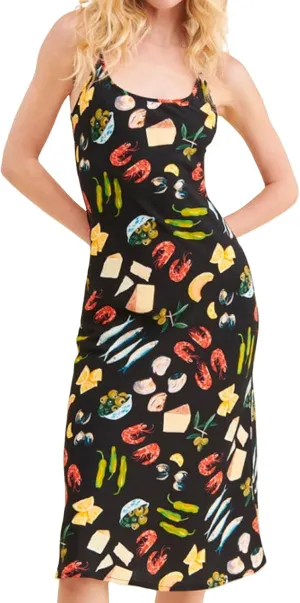 Women Cute Printed Long Dress Spaghetti Strap Backless Slip Dress Going Out Flowy Beach Sundress