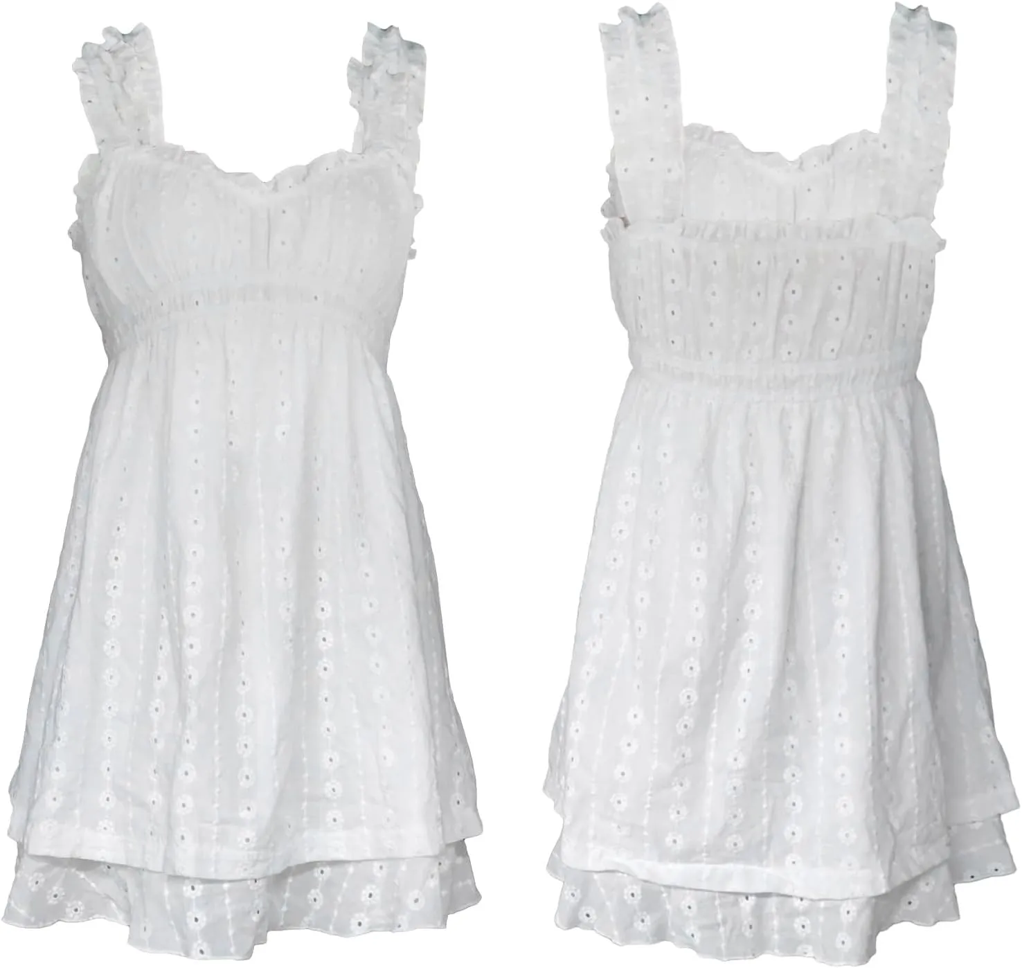 Women Floral Embroidery Mini Dress Sleeveless Ruffle A-line Loose Flowy Short Dress Beach Party Graduation Dress