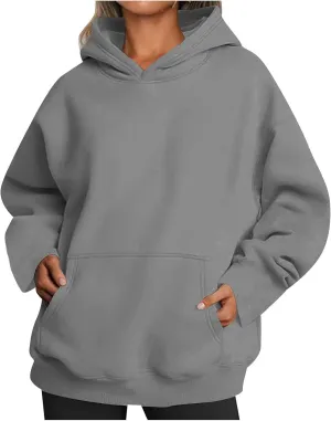 Women Hoodies Oversized Sweatshirts Pullover Fleece Sweater Long Sleeve With Pockets Casual Winter Fall Y2k Clothes
