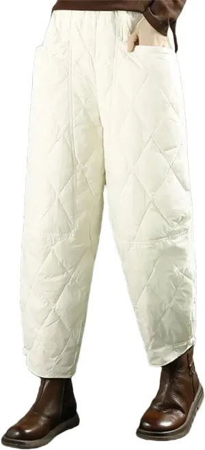 Women Thicken Solid Harem Pants Winter High Waist Down Cotton Windproof Pantalones Loose Ankle Length