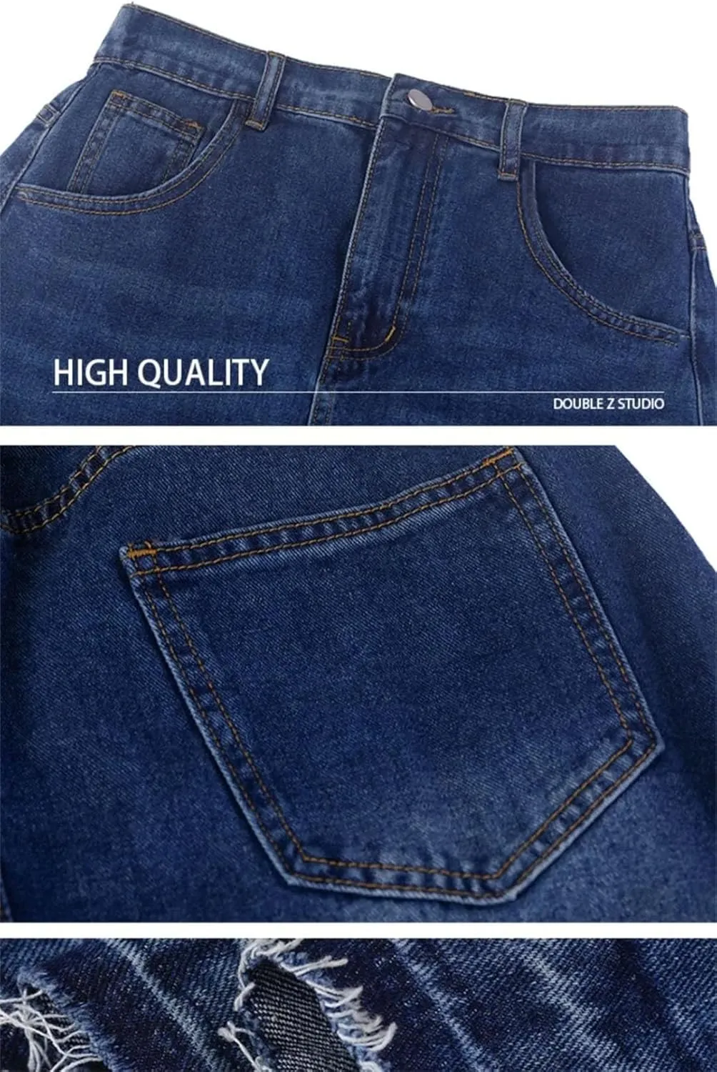 Women Vintage Denim Skirt Half-Length Skirt for A-Line Loose High-Waisted Floor-Length Skirt