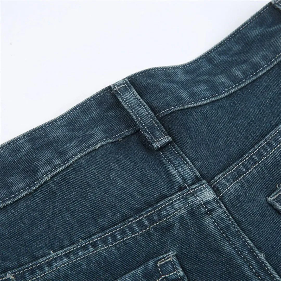 Women Vintage Washing Denim Skirt High Waisted Maxi Skirts Streetwear Long Jean Skirt