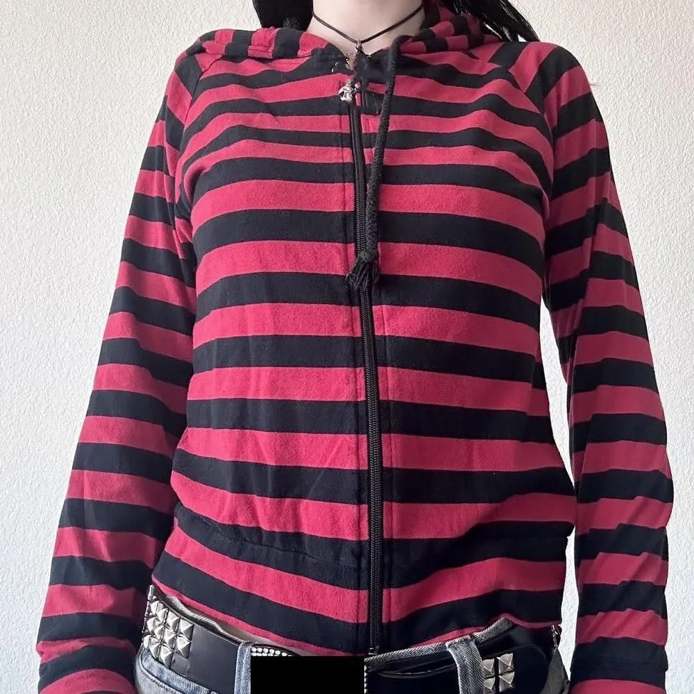 Women Y2K Zip Up Hoodie Gothic Graphic Oversized Sweatshirts Fairy Grunge Zipper Hooded Jacket Harajuku Streetwear