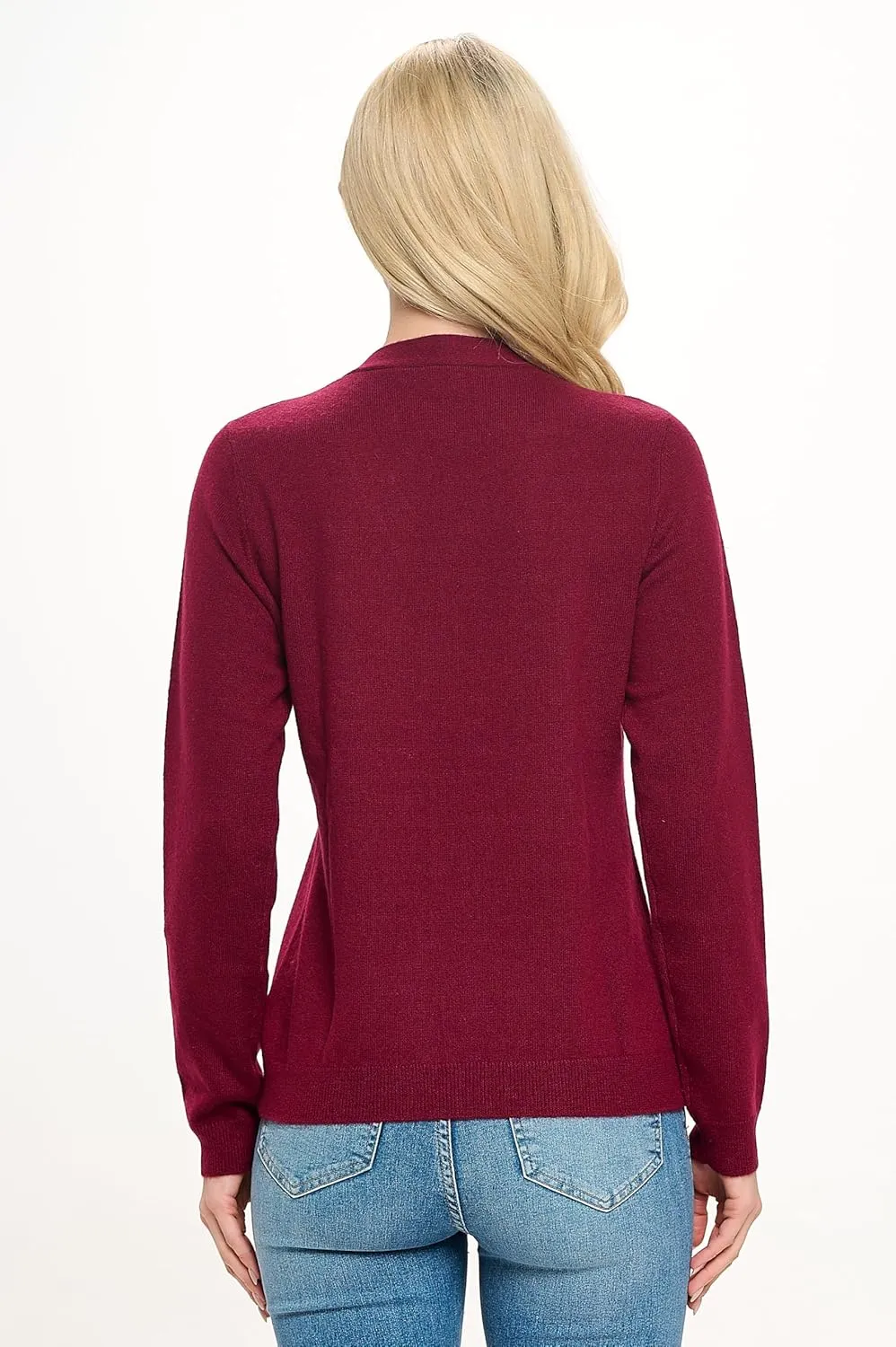 Women's 100% Cashmere Soft Long Sleeve V Neck Button Cardigan