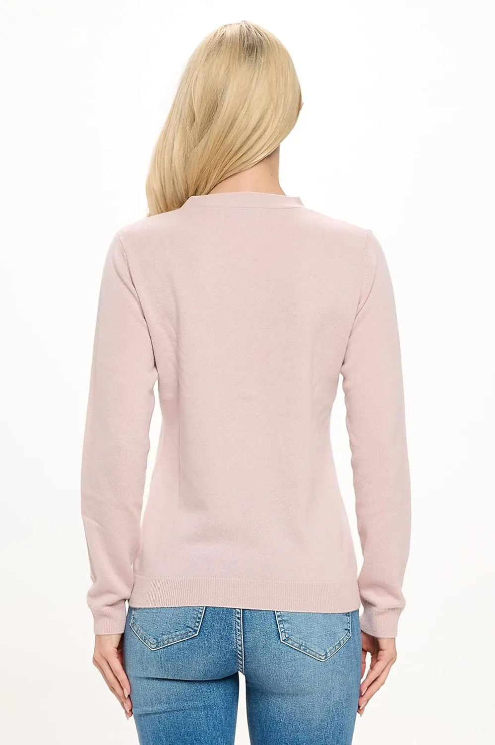Women's 100% Cashmere Soft Long Sleeve V Neck Button Cardigan