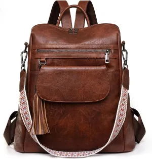 Women's Backpack Large Capacity Water Resistant Fashion College Bookbag Purse Teacher Doctor Nurse Leisure Bags (Dark Brown)