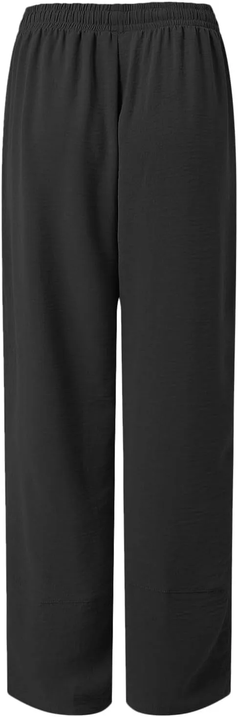 Womens Baggy Wide Leg Pants Casual Drawstring Elastic Waist Linen Carpi Pants Summer 2025 Harem Trousers with Pockets
