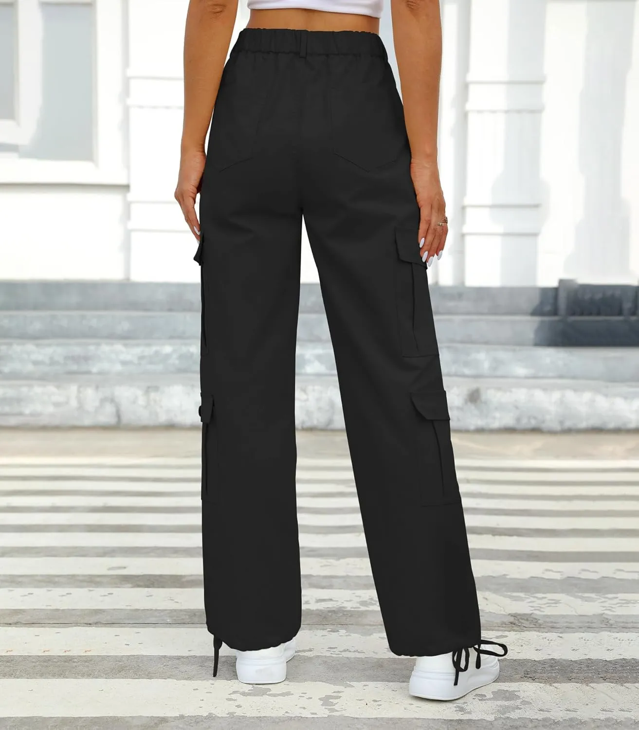 Womens Cargo Pants High Waisted Wide Leg Casual Pants Baggy Y2k Trousers with 8 Pockets