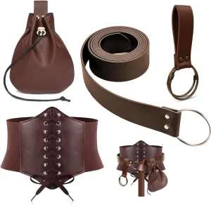 Womens Corset Belt Belt Pouch Waist Bag Fanny Pack Coin Purse Medieval Renaissance Costume Accessories (Brown, M-Waist/31.5"-38")