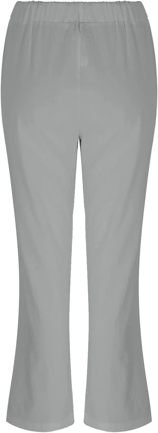 Women's Cotton Linen Baggy Pants Relax Fit Elastic Waist Drawstring Trousers Lightweight Summer Pants 2025 Trendy