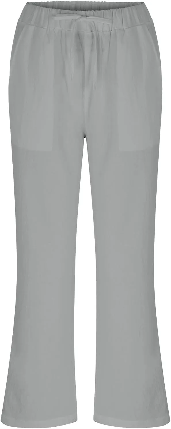 Women's Cotton Linen Baggy Pants Relax Fit Elastic Waist Drawstring Trousers Lightweight Summer Pants 2025 Trendy