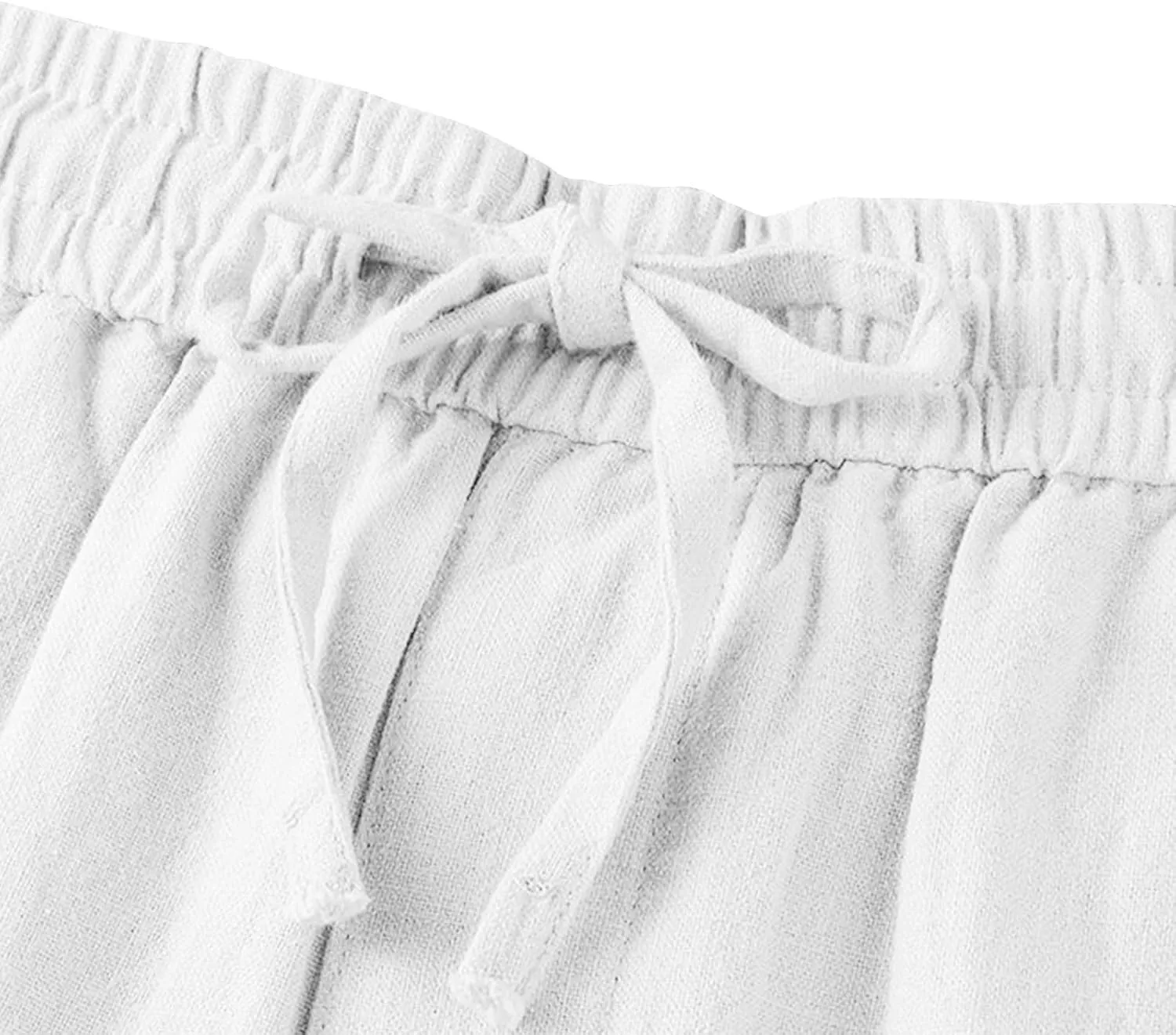Women's Cotton Linen Straight Leg Pants Plus Size Drawstring Casual Trousers with Pockets Summer Beach Lounge Pant