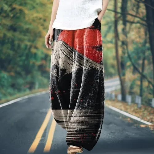 Womens Cotton Linen Wide Leg Pants High Waist Casual Loose Fit Summer Beach Yoga Harem Baggy Hippie Pants