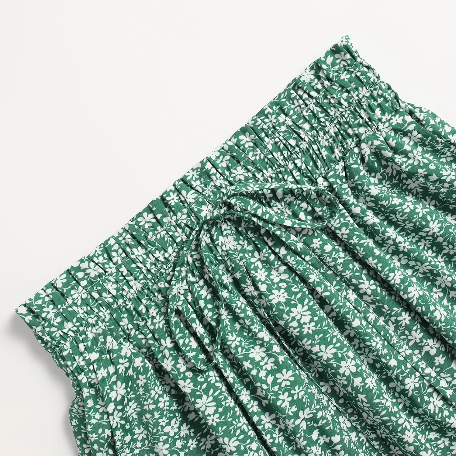 Women's Floral High-waisted Skirt Elastic-waisted Casualt with Pockets Summer and Fall Beach Dress
