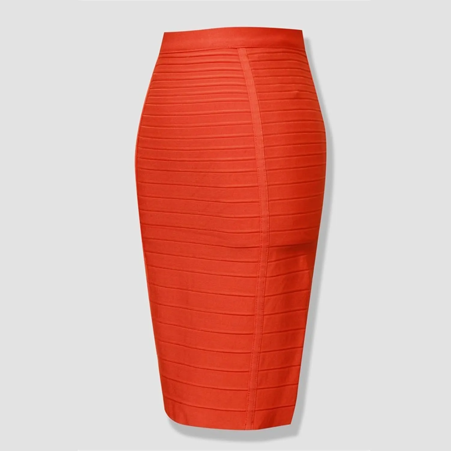Women's High Waist Elastic Slim Fit Bandage Skirt Solid Color Knee Length Bodycon Pencil Skirt Office Midi Skirt
