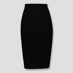 Women's High Waist Elastic Slim Fit Bandage Skirt Solid Color Knee Length Bodycon Pencil Skirt Office Midi Skirt