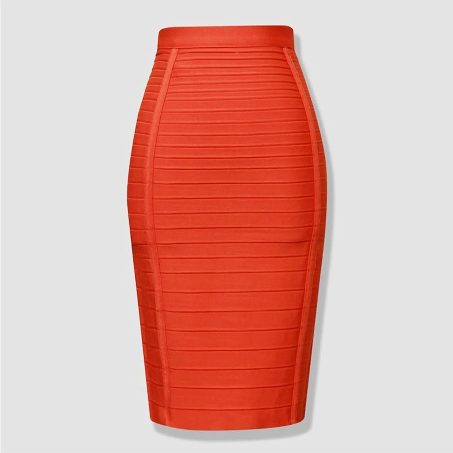 Women's High Waist Elastic Slim Fit Bandage Skirt Solid Color Knee Length Bodycon Pencil Skirt Office Midi Skirt
