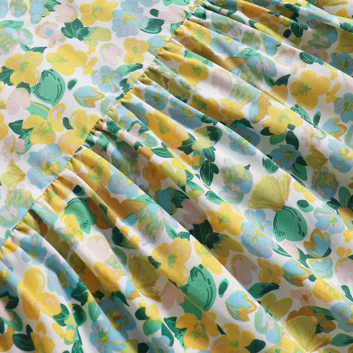 Women's High-Waisted Printed MIDI Skirt Spring Summer Fall Elastic-Waisted Skirt Hem Pleated Skirt