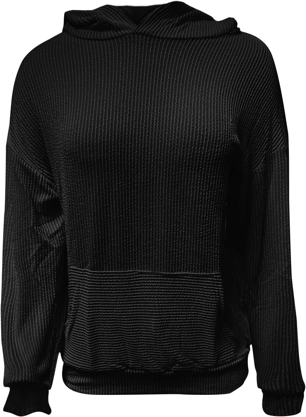 Womens Hoodies Y2k Loose Pullover Casual Long Sleeve Shirts Trendy Ribbed Knit Cute Fall Tunic Hoodies with Pocket