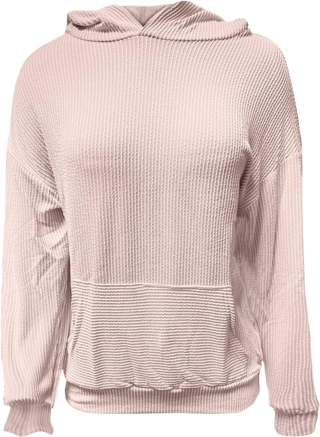 Womens Hoodies Y2k Loose Pullover Casual Long Sleeve Shirts Trendy Ribbed Knit Cute Fall Tunic Hoodies with Pocket